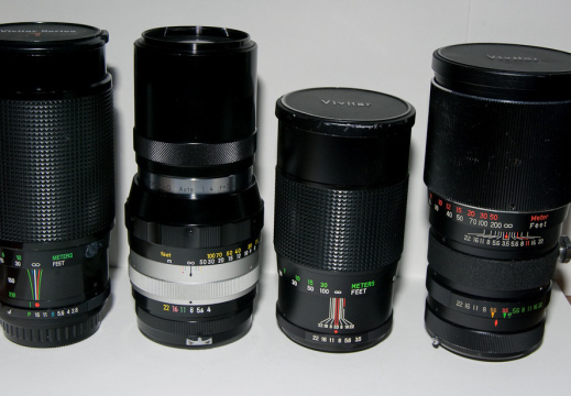 Size comparison of various 200mm lenses