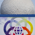 Festival of the Arts sign and Spaceship Earth