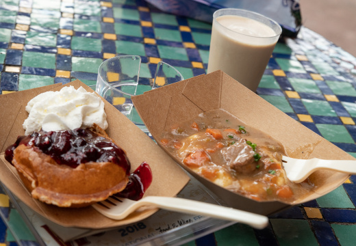 Beer-braised Beef, Belgian Waffle, Chilled Coffee