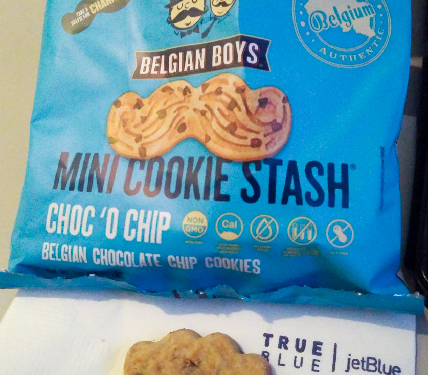 Moustache cookies on JetBlue
