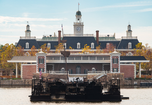 American pavilion from across lagoon