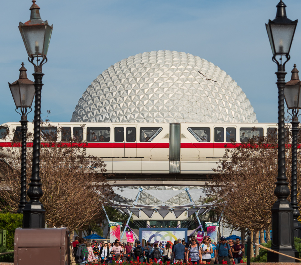 Monorail Red and Spaceship Earth