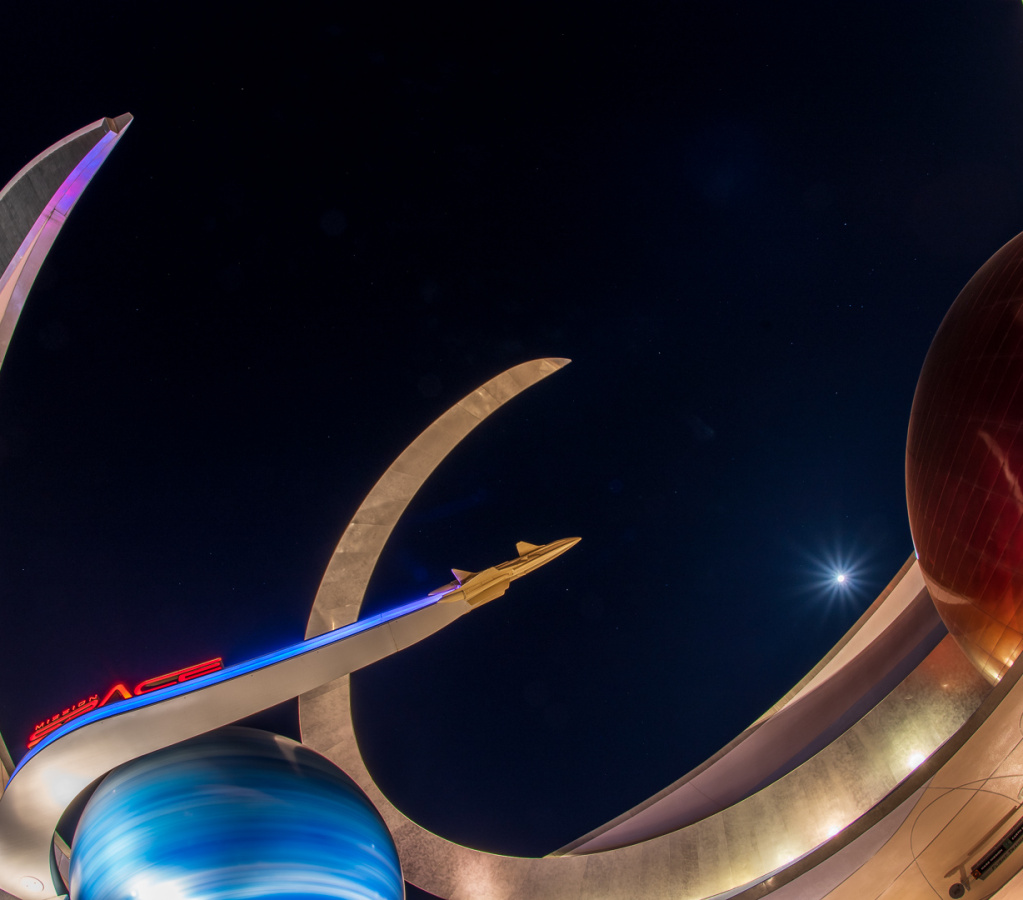 Mission Space at night
